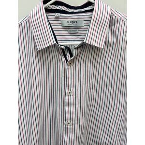 MONZA Rosso Milano Shirt Tailored Fit Striped Button Down Men's XL 17 1/2